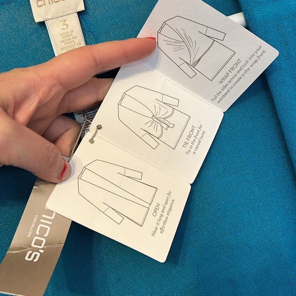 New Chico’s Convertible Cardigan Sweater 3/4 Sleeves Tropical Teal Size 3 (XL) - Picture 6 of 8